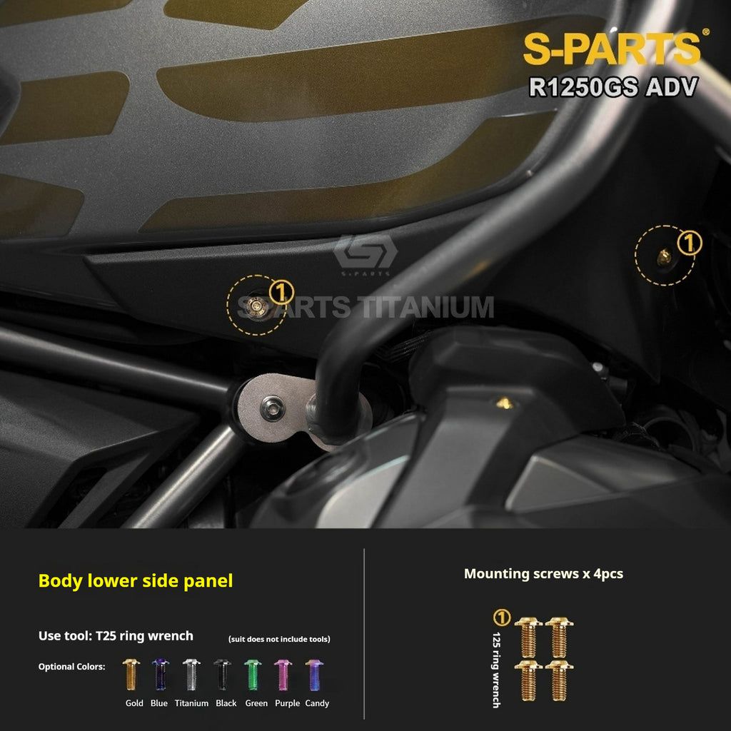 SPARTS Titanium Bolt Kit for BMW R 1250GS ADV – Custom Candy Color & CNC Titanium Upgrade Kit