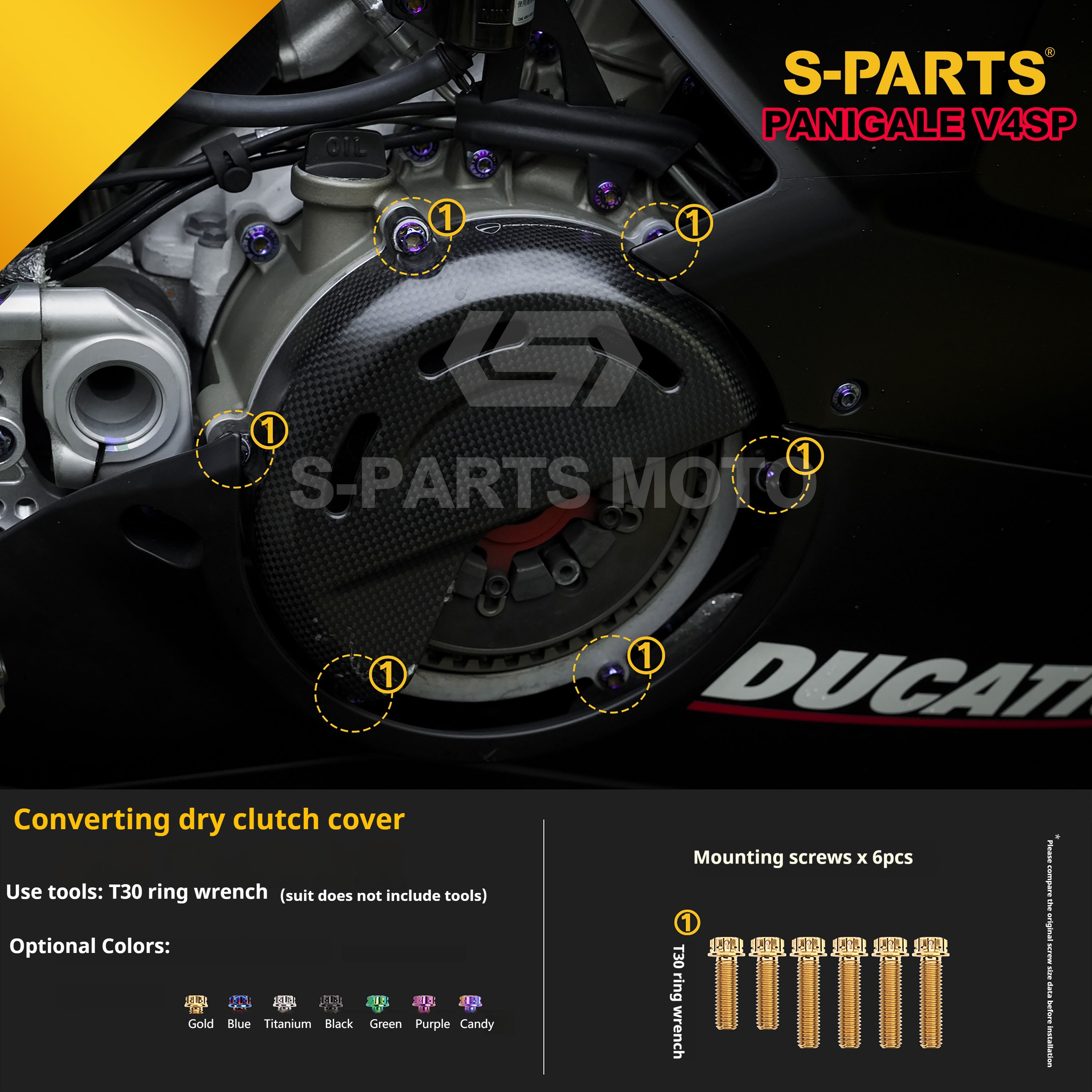 SPARTS TC4 Titanium Bolt Kit for Ducati Panigale V4SP Motorcycle