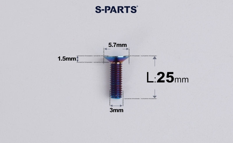 SPARTS Series M3 L6-30 Countersunk Titanium Bolt