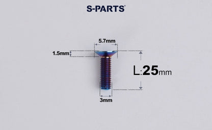 SPARTS Series M3 L6-30 Countersunk Titanium Bolt
