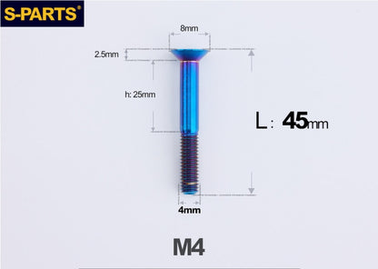 SPARTS M4x10-50mm Countersunk Titanium Alloy Bolt – Flat Head Fastening Screw for Motorcycle & Bicycle