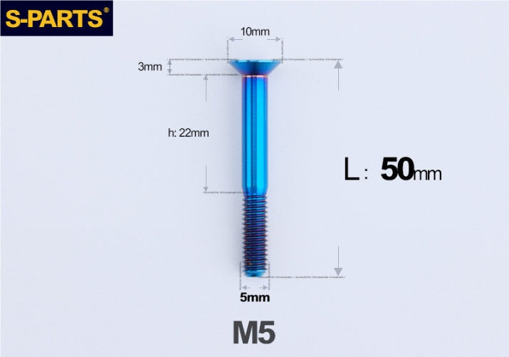 SPARTS M5 Countersunk Titanium Bolt | TC4 Flat Head Motorcycle Fastener