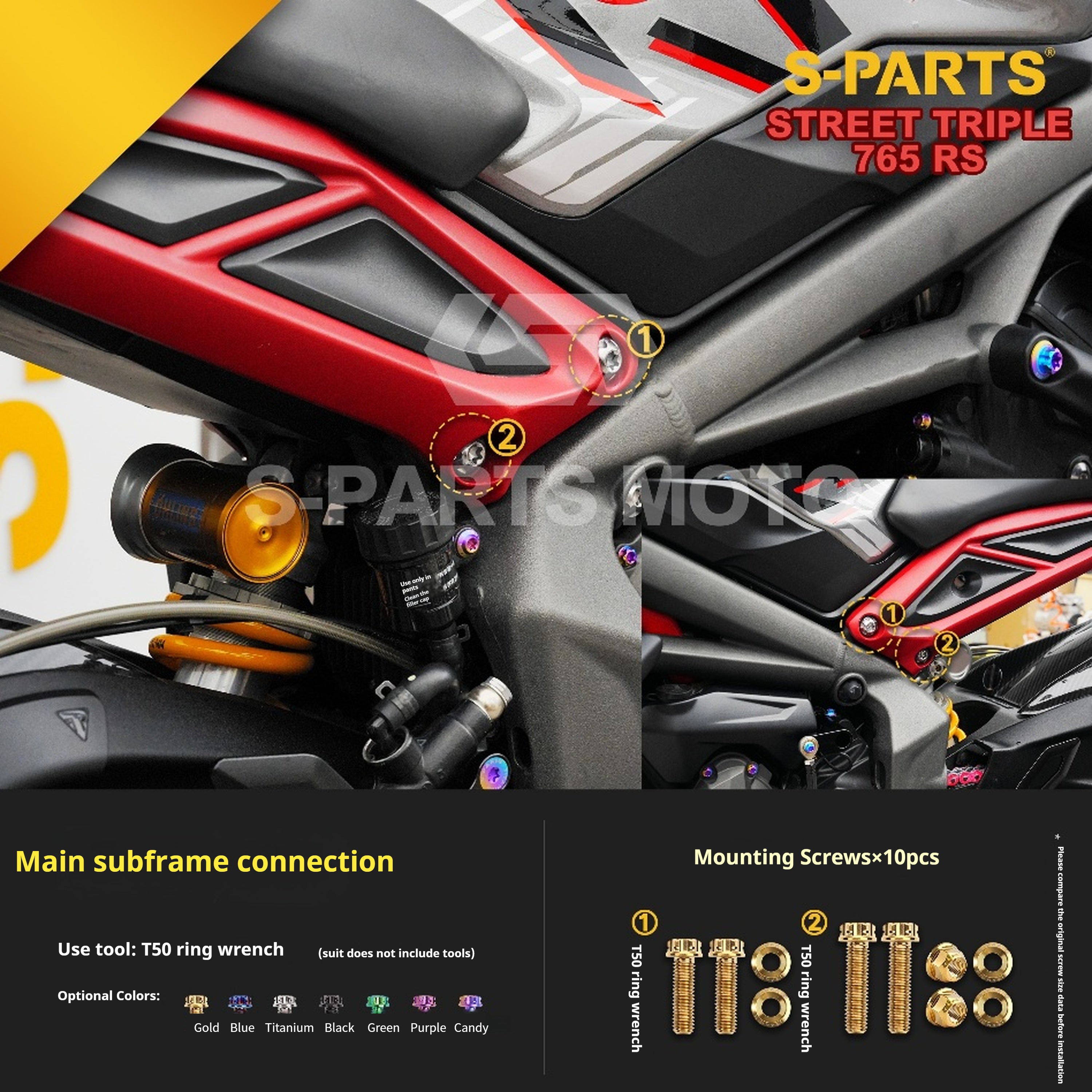 SPARTS Titanium Screw Set for Triumph Street Triple RS –CNC Titanium Upgrade Kit
