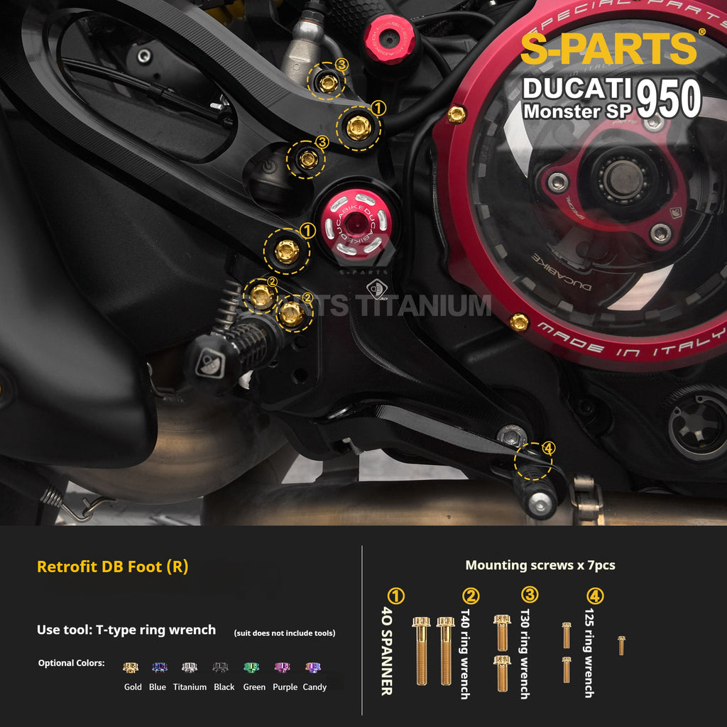 SPARTS Titanium Bolt Kit for Ducati New Monster SP 950 – Custom Candy Color & CNC Titanium Upgrade Kit