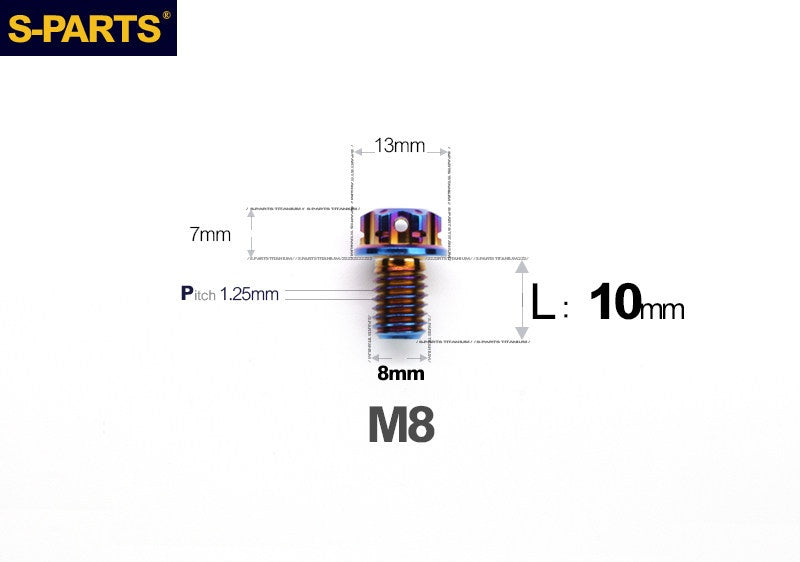 S-PARTS STAN M8 A3 Series Titanium Bolts – Standard Head TC4 Fasteners for Motorcycle & E-Motorcycle