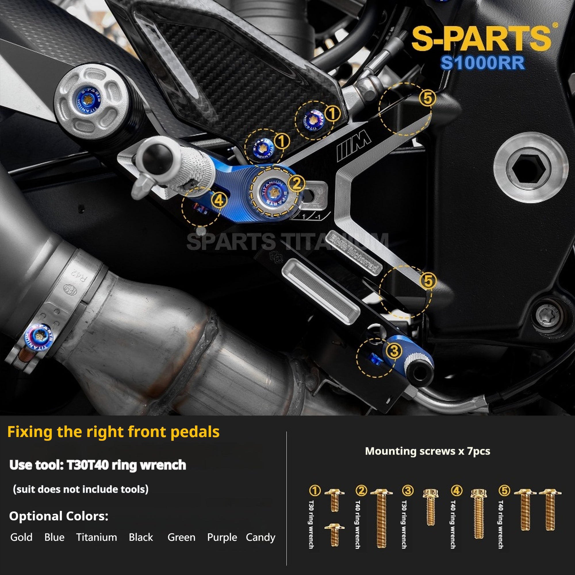 SPARTS TC4 Titanium Bolt Kit Compatible with BMW S1000RR — Full Motorcycle Upgrade Fastener Set
