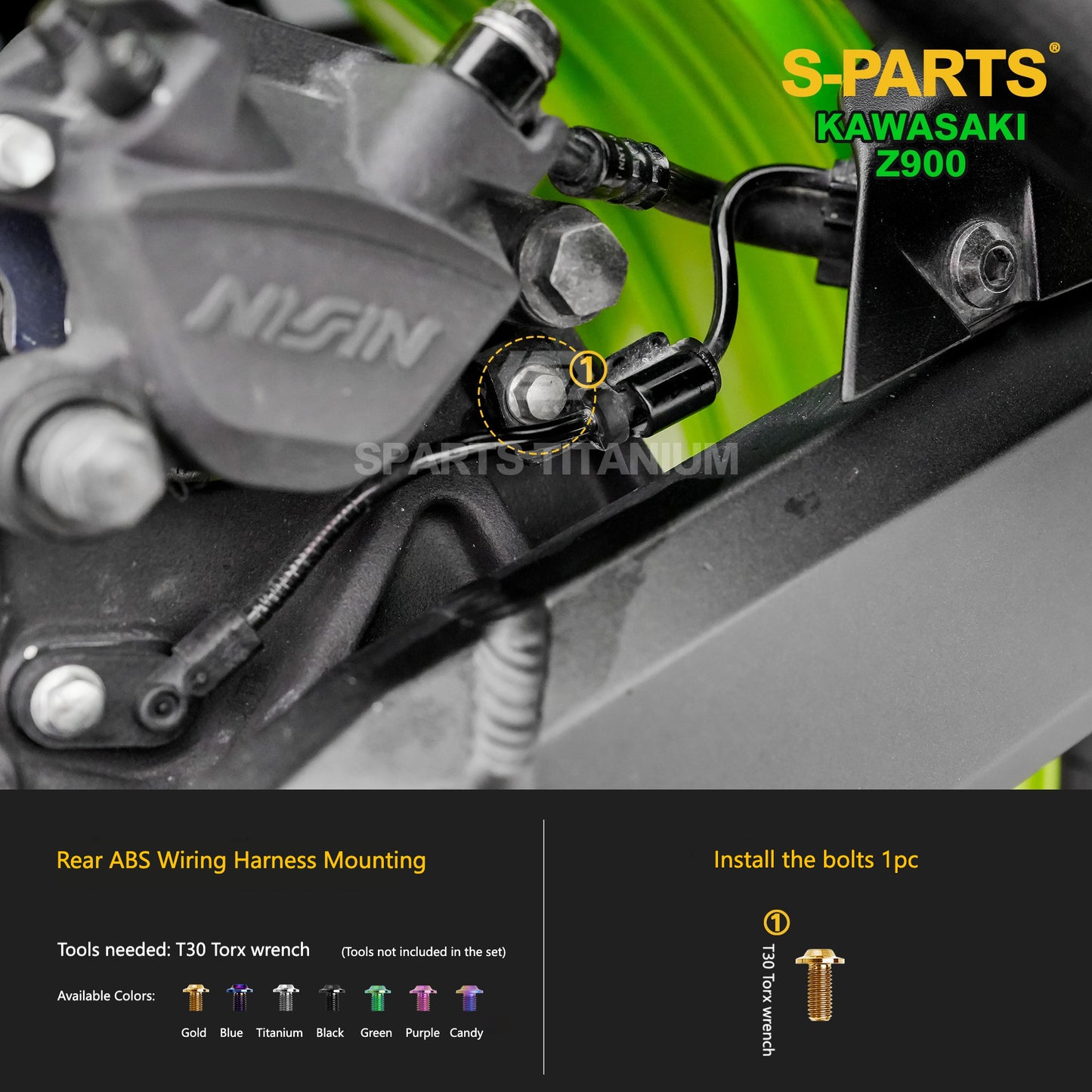 S-PARTS Titanium Fasteners Suspension & Brake System Bolt Kit for Kawasaki Z900