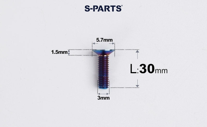 SPARTS Series M3 L6-30 Countersunk Titanium Bolt