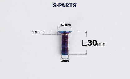 SPARTS Series M3 L6-30 Countersunk Titanium Bolt