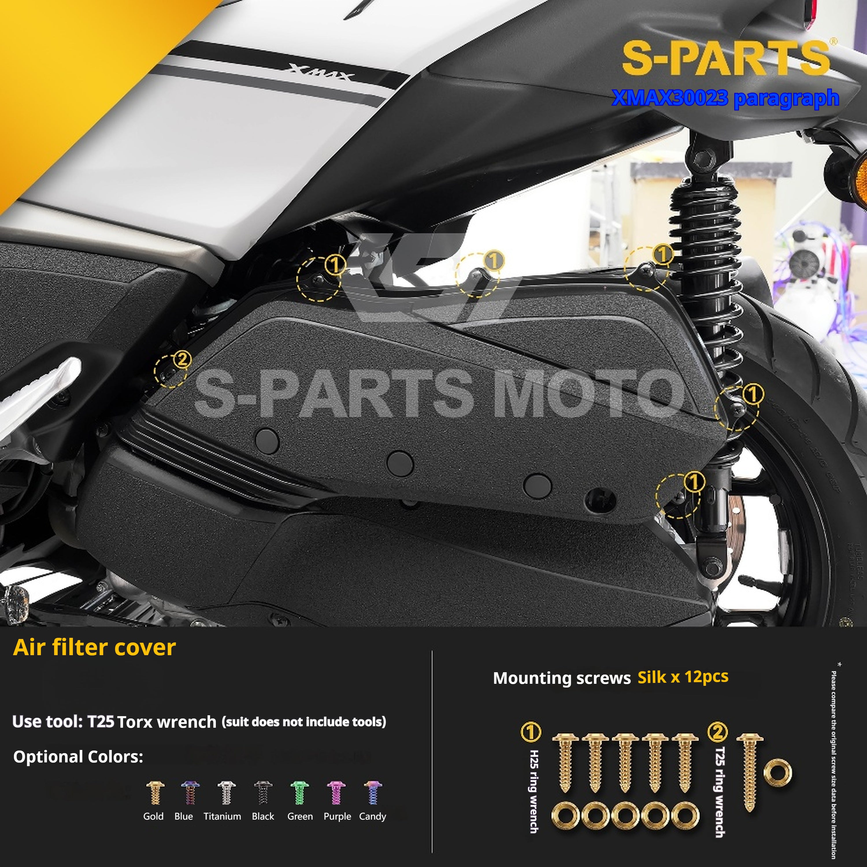 SPARTS Titanium Bolt Set for 2023 XMAX300 – Yamaha Motorcycle Custom Upgrade - 1/2