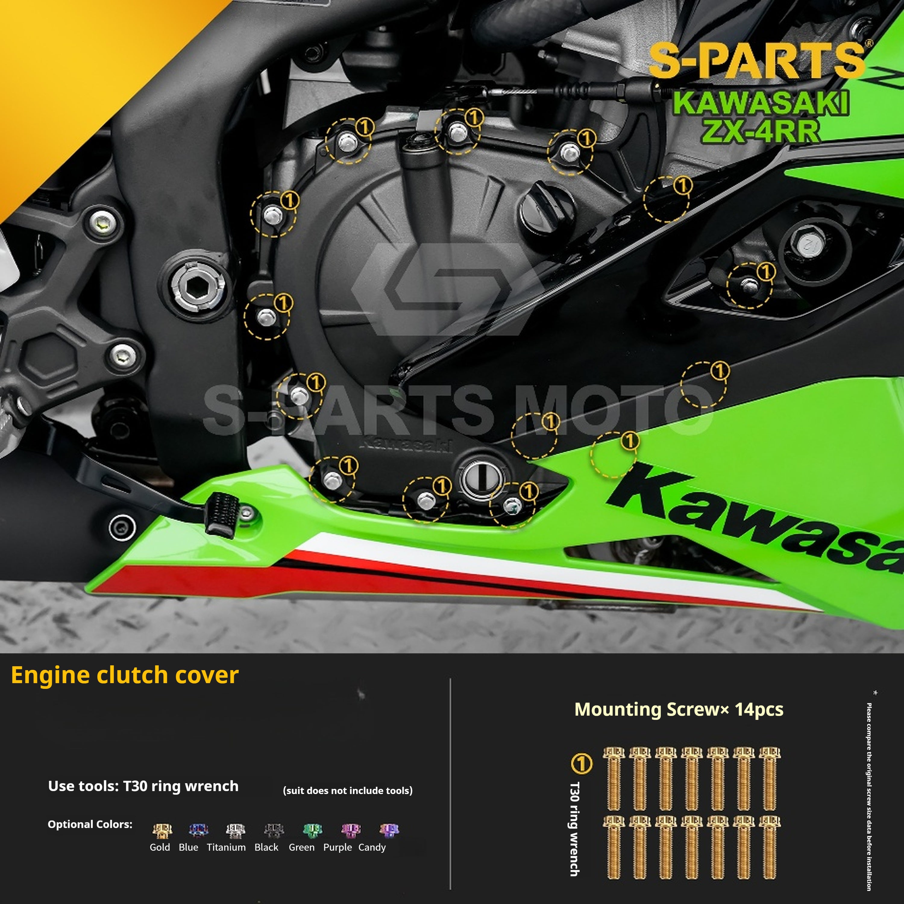 SPARTS TC4 Titanium Bolt Kit for Kawasaki ZX-4RR | Motorcycle Titanium Bolt Upgrade