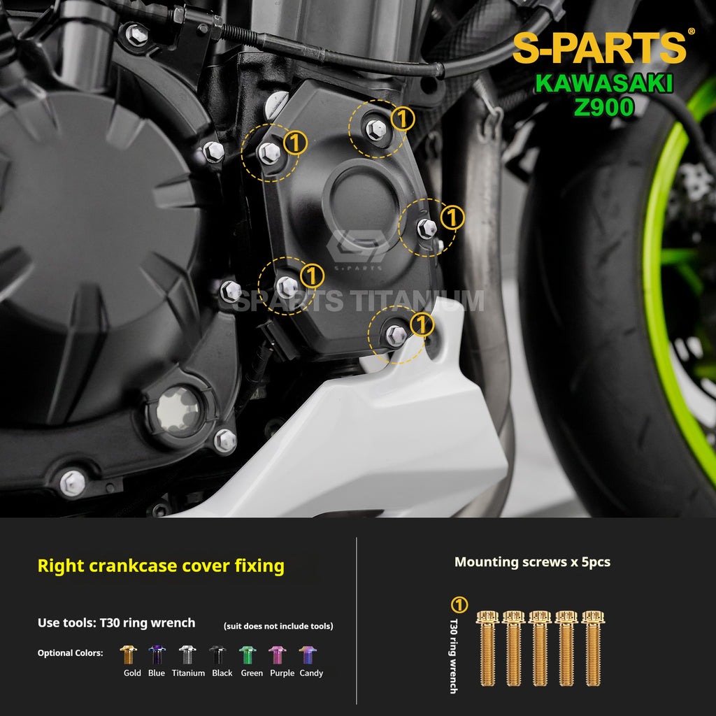 SPARTS TC4 Titanium Bolt Kit for Kawasaki Z900 2021 | Motorcycle Titanium Bolt Upgrade