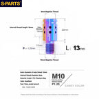 S-PARTS M10 to M10 Titanium Forward & Reverse Thread Motorcycle Mirror Adapter Bolt Upgrade