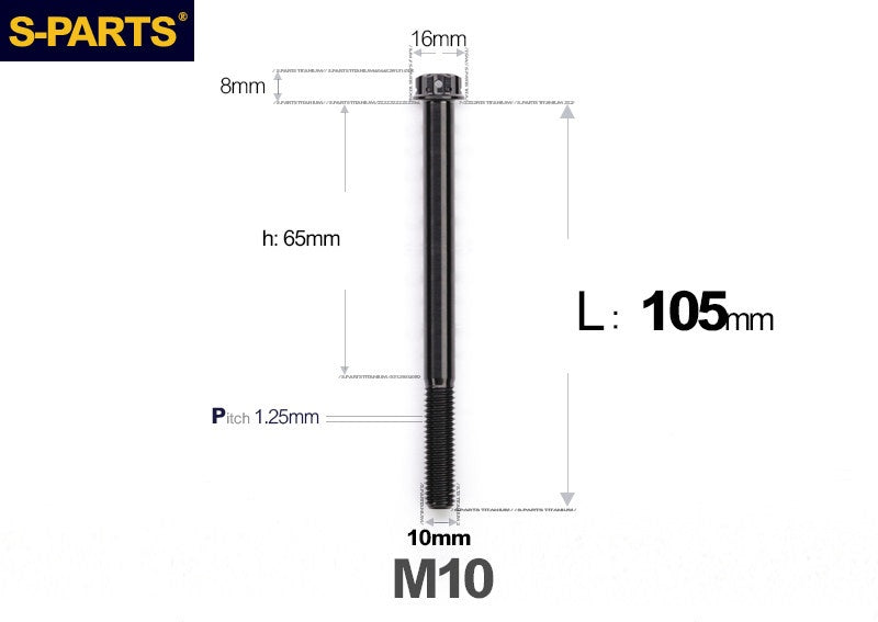 SPARTS M10 P1.25 A3 Series Standard Head Titanium Bolt | 650°C Forged | S-Grade TC4 | Motorcycle / E-Bike Upgrade