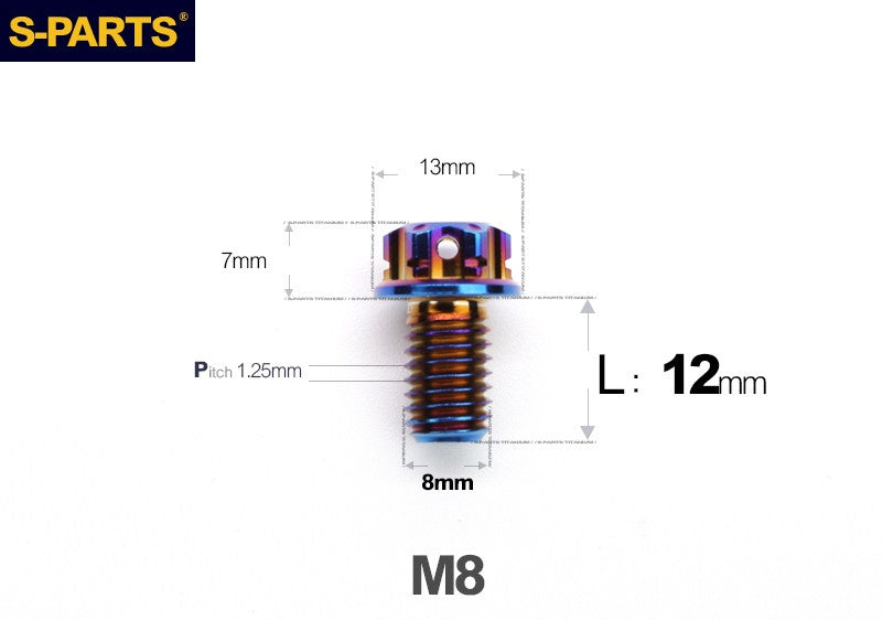 S-PARTS STAN M8 A3 Series Titanium Bolts – Standard Head TC4 Fasteners for Motorcycle & E-Motorcycle