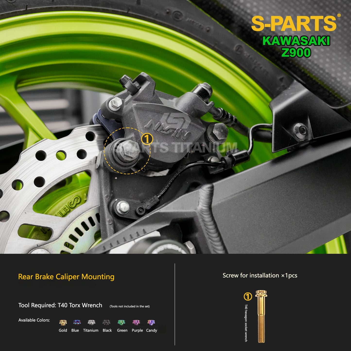 S-PARTS Titanium Fasteners Suspension & Brake System Bolt Kit for Kawasaki Z900