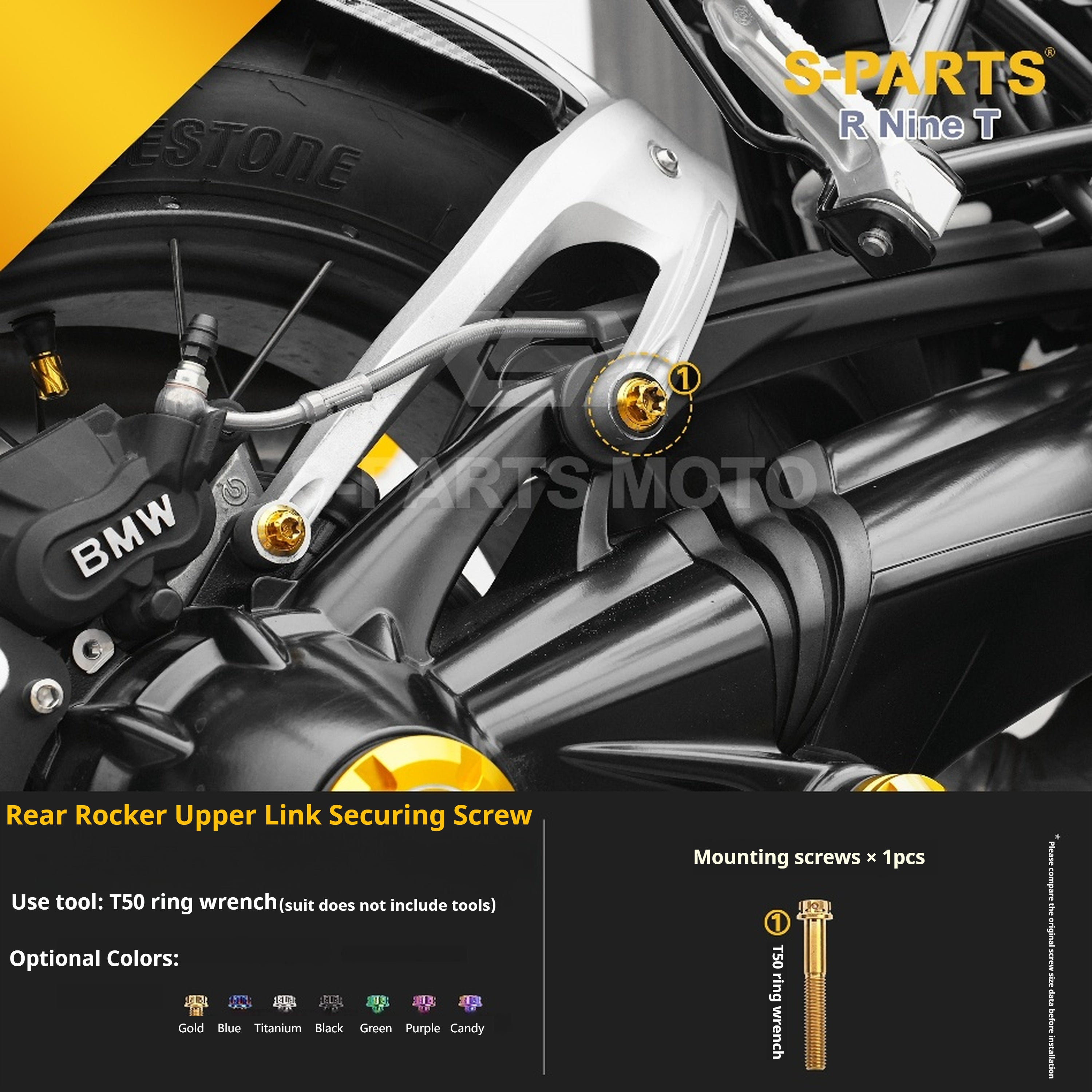 SPARTS BMW RnineT Titanium Alloy Motorcycle Bolt Upgrade Kit