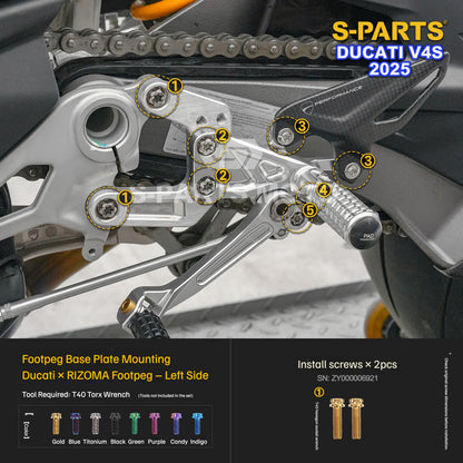 S-PARTS Titanium Engine and Rearset Fastener Kit for Ducati Panigale V4 S 2025