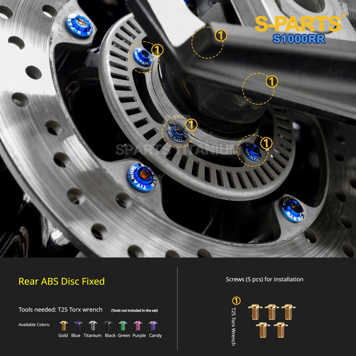 SPARTS Titanium Chassis Bolt Kit Brake Disc Caliper Sprocket Screws for BMW S1000RR