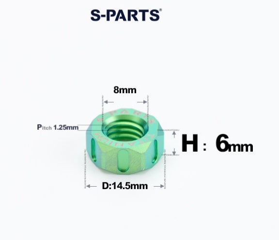 SPARTS Green Titanium Alloy Hex Nuts – TC4 Motorcycle Locking & Fastening Nuts M5 M6 M8 M10 M12