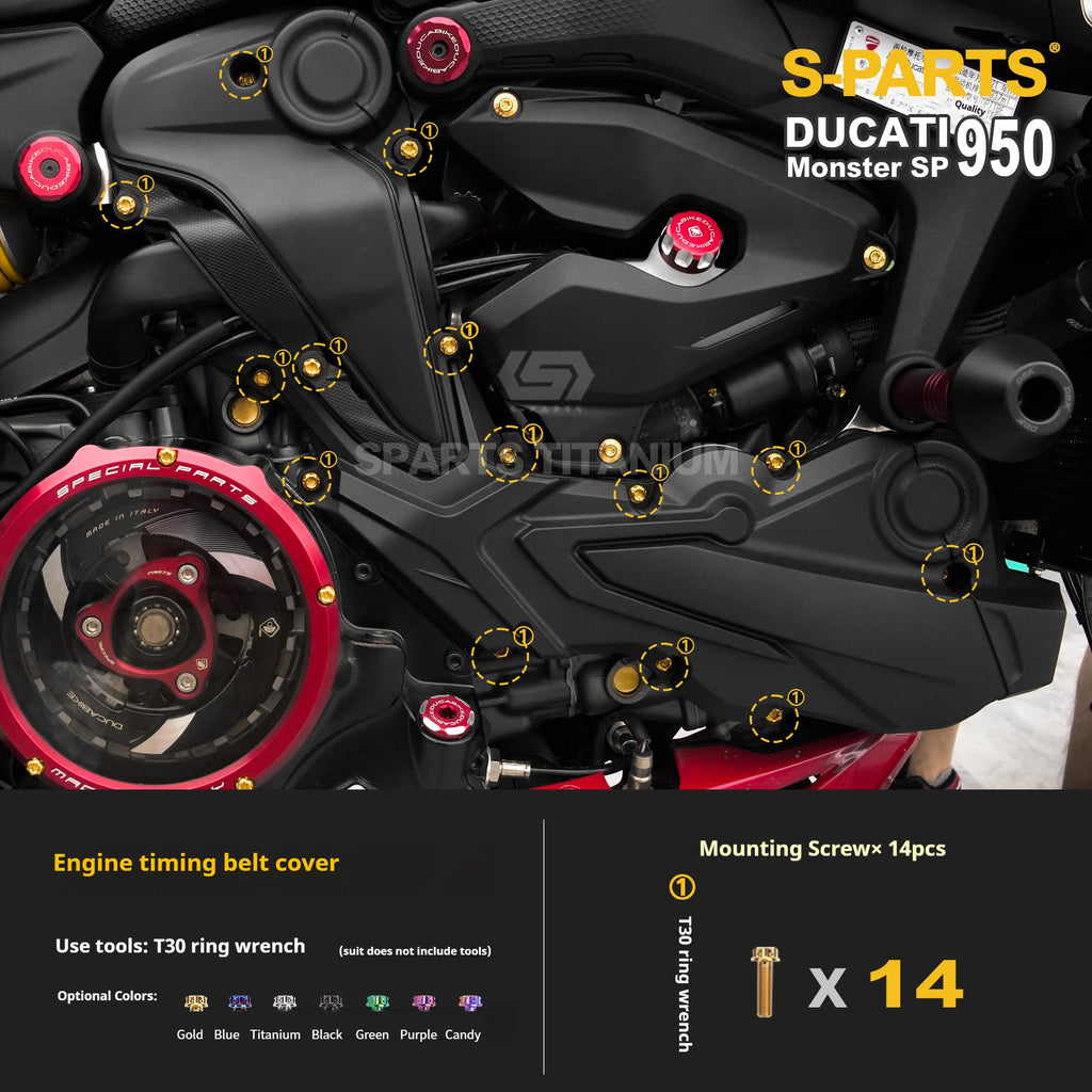 SPARTS Titanium Bolt Kit for Ducati New Monster SP 950 – Custom Candy Color & CNC Titanium Upgrade Kit