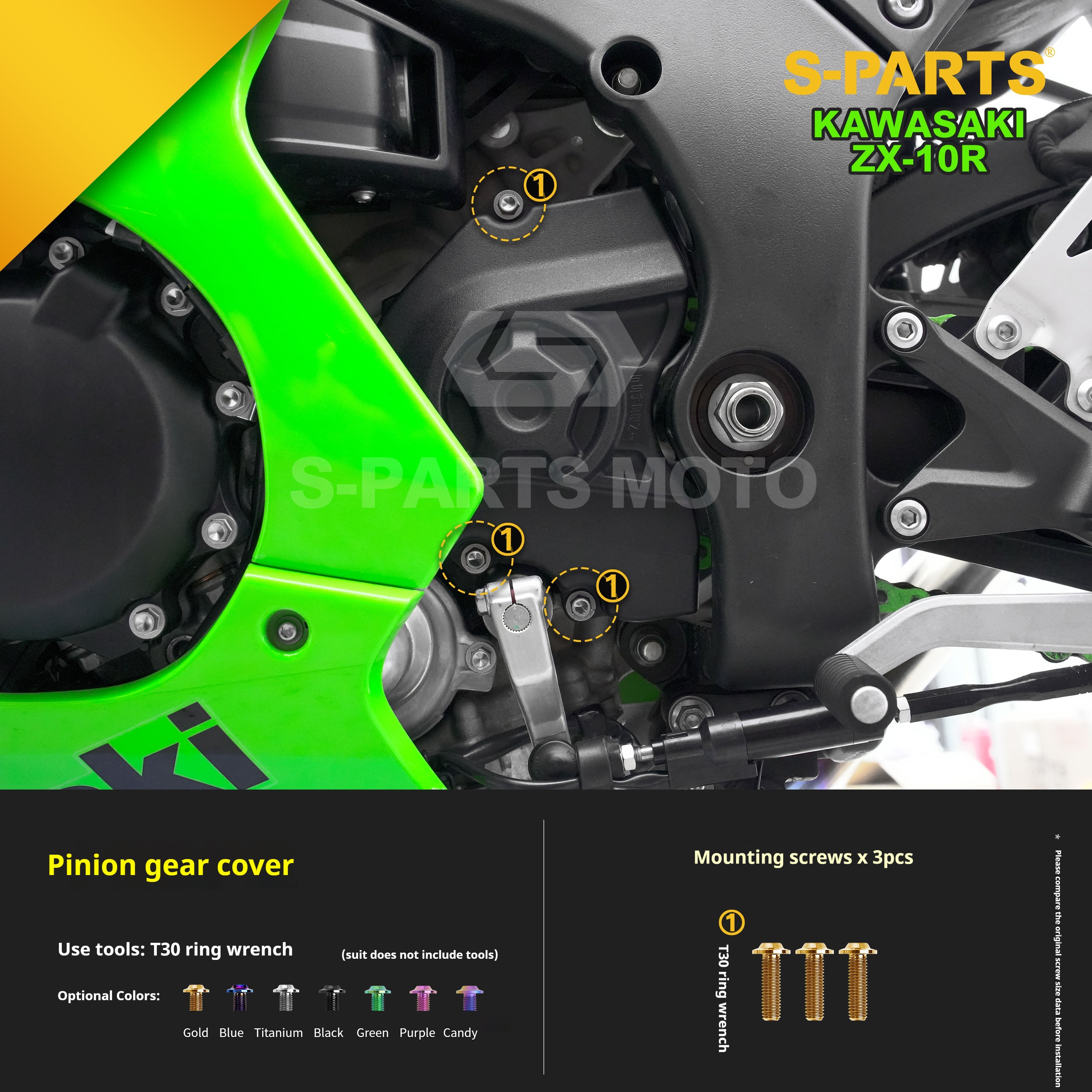 SPARTS Titanium Screw Set for Kawasaki ZX-10R 2023 – Custom Candy Color & CNC Titanium Upgrade Kit