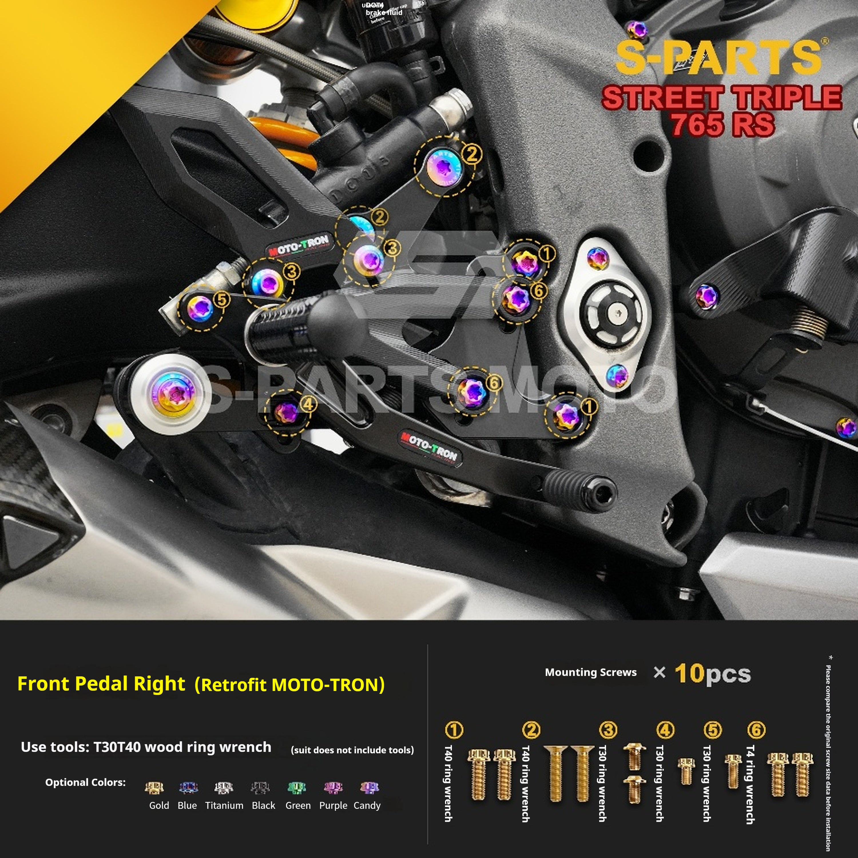 SPARTS Titanium Screw Set for Triumph Street Triple RS –CNC Titanium Upgrade Kit
