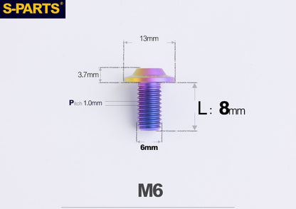 SPARTS A3 Button Head M6 D13 Titanium Bolt for Motorcycle & Bicycle Modification