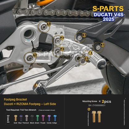 S-PARTS Titanium Engine and Rearset Fastener Kit for Ducati Panigale V4 S 2025