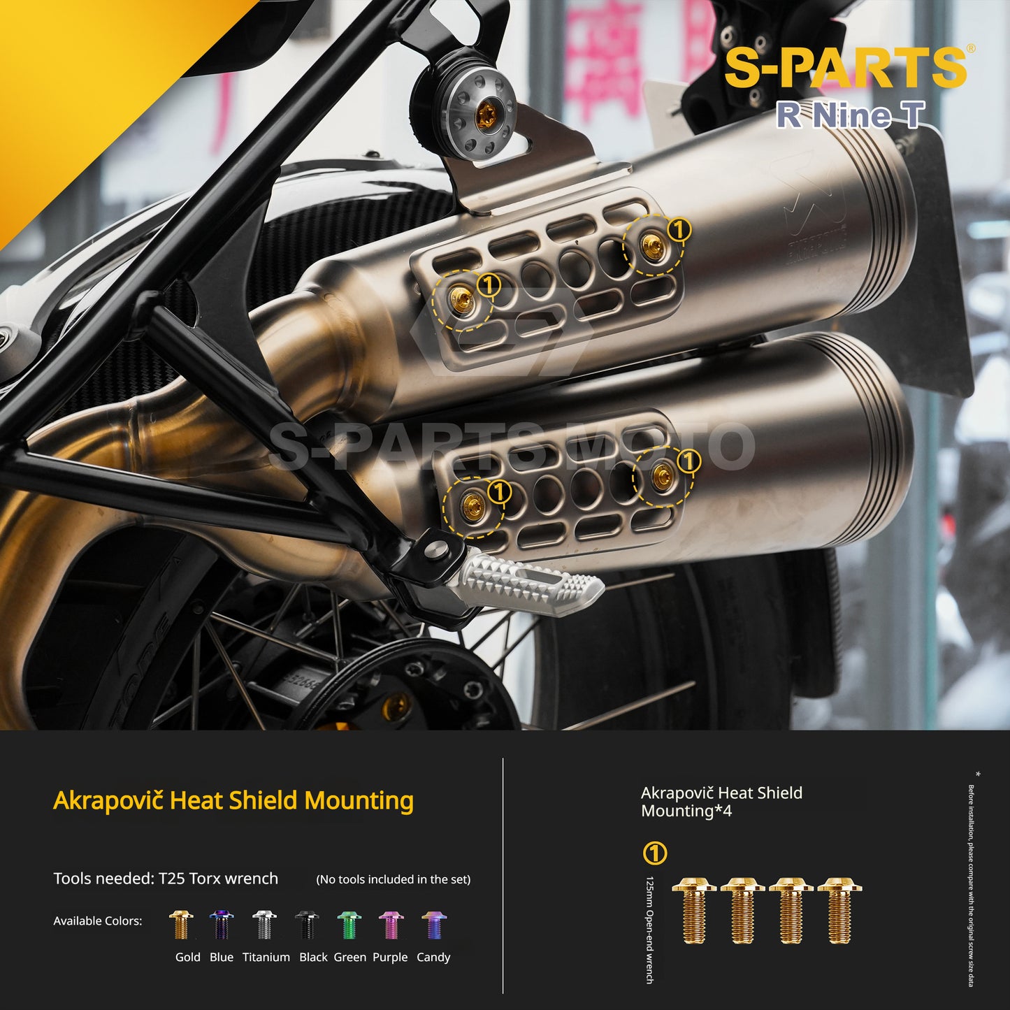 S-PARTS Premium Titanium Engine & Exhaust Bolt Kit for BMW R nineT