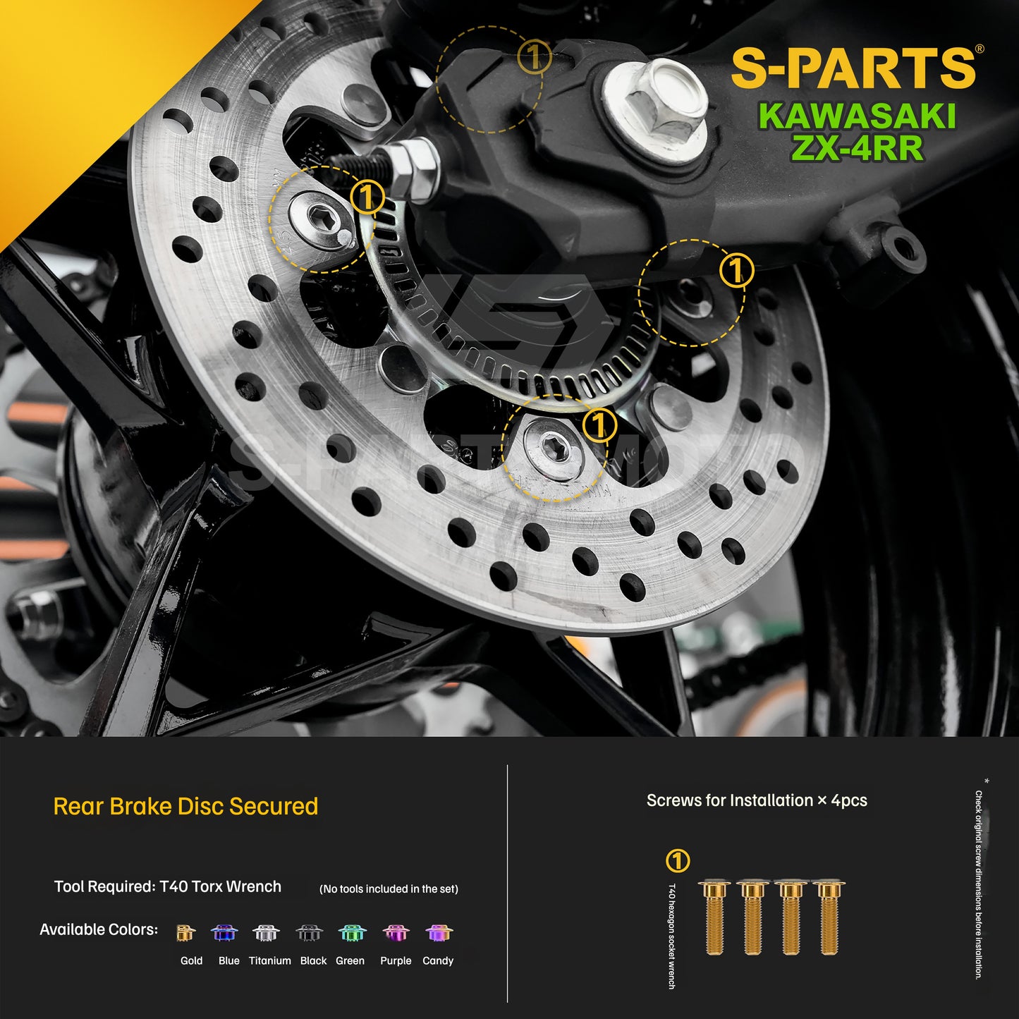SPARTS TC4 Titanium Bolt Kit for Kawasaki ZX-4RR | Motorcycle Titanium Bolt Upgrade