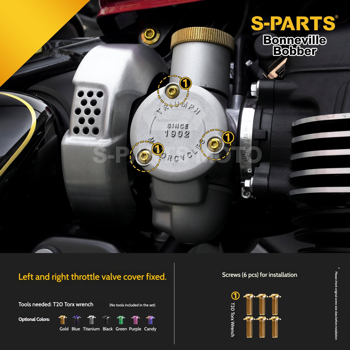 SPARTS Titanium Set Screws for Triumph Bonneville Bobber Motorcycle Modification