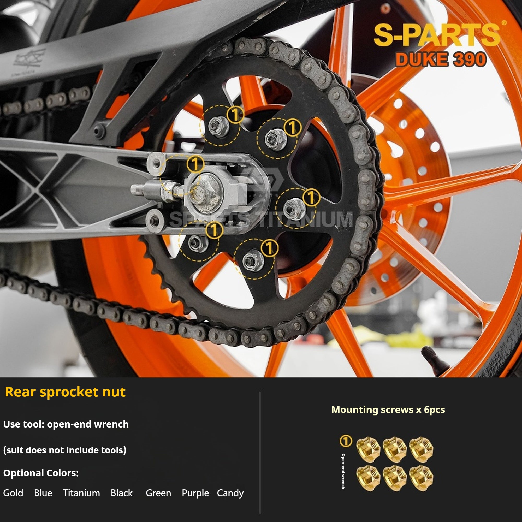 SPARTS Stan KTM DUKE 390 Dedicated · TC4 Titanium Full Motorcycle Bolt Kit