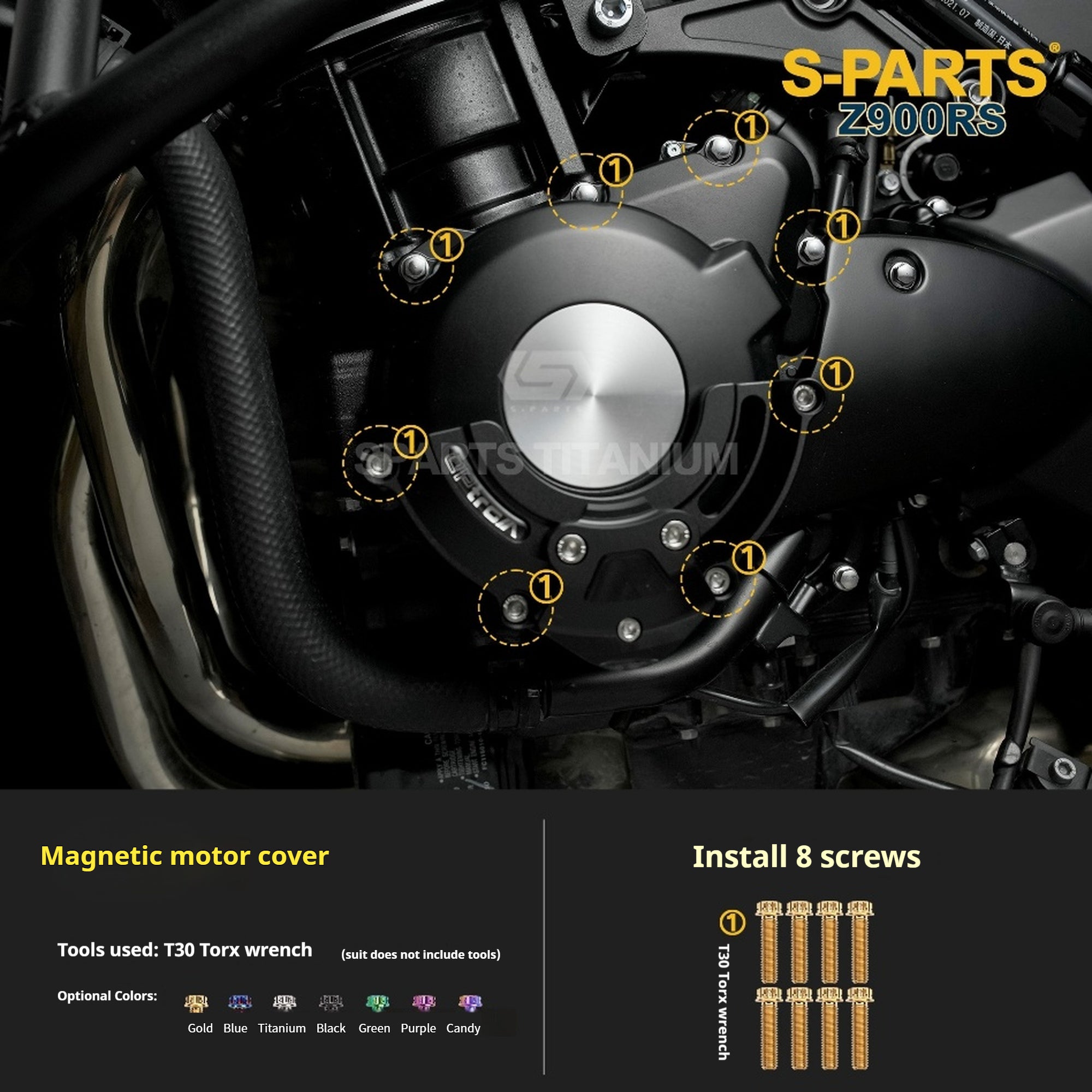 SPARTS Titanium Screw Set for Kawasaki Z900RS – Motorcycle Upgrade Kit