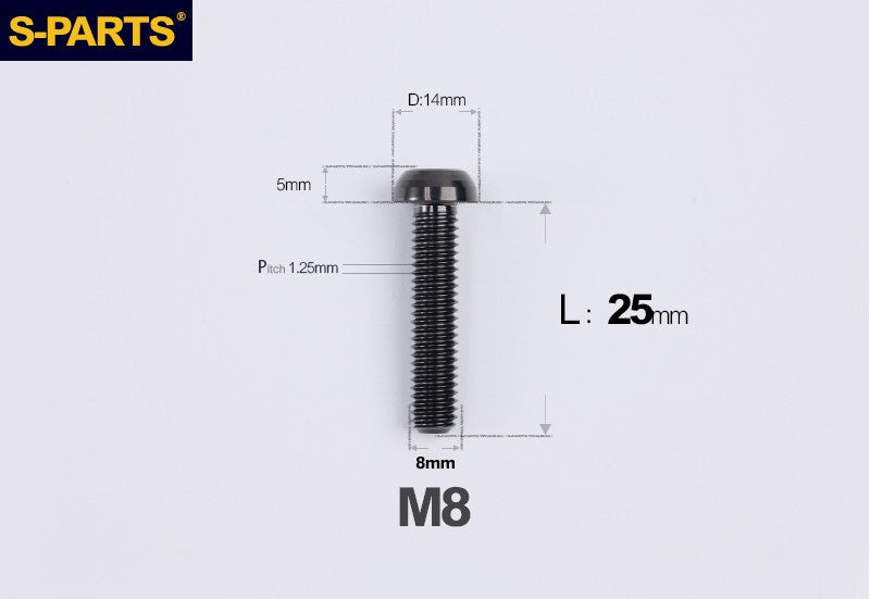 S-PARTS M8 A2 Series TC4 Titanium Bolts – Button Head Fasteners for Bicycle & E-Bike Upgrades