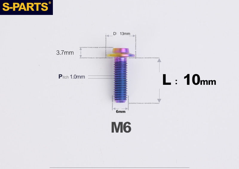 SPARTS A3 Button Head M6 D13 Titanium Bolt for Motorcycle & Bicycle Modification