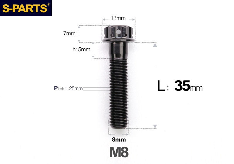 S-PARTS STAN M8 A3 Series Titanium Bolts – Standard Head TC4 Fasteners for Motorcycle & E-Motorcycle