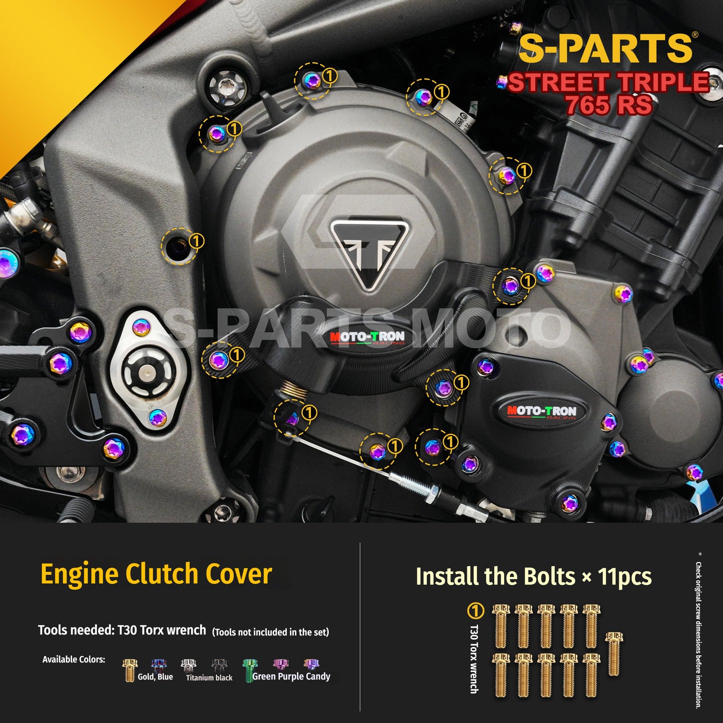 SPARTS Titanium Bolts for Triumph Street Triple 765 RS – Engine & Exhaust Upgrade Fasteners