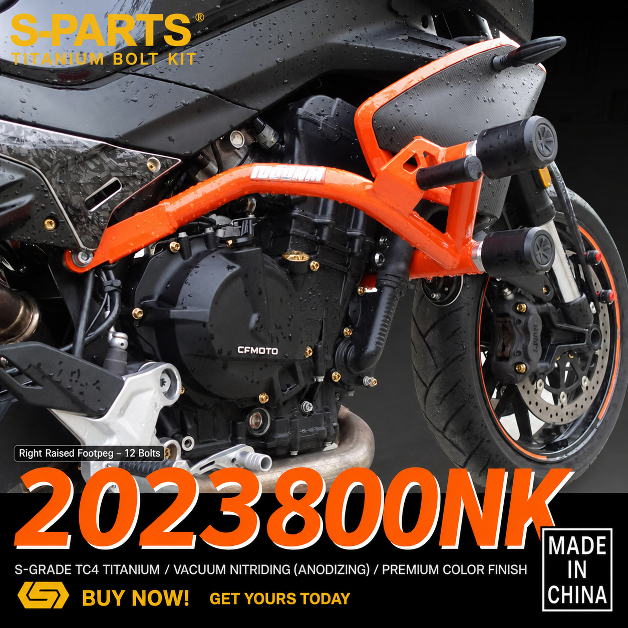 S-PARTS TC4 Titanium Full Motorcycle Bolt Kit for CFMOTO 800NK