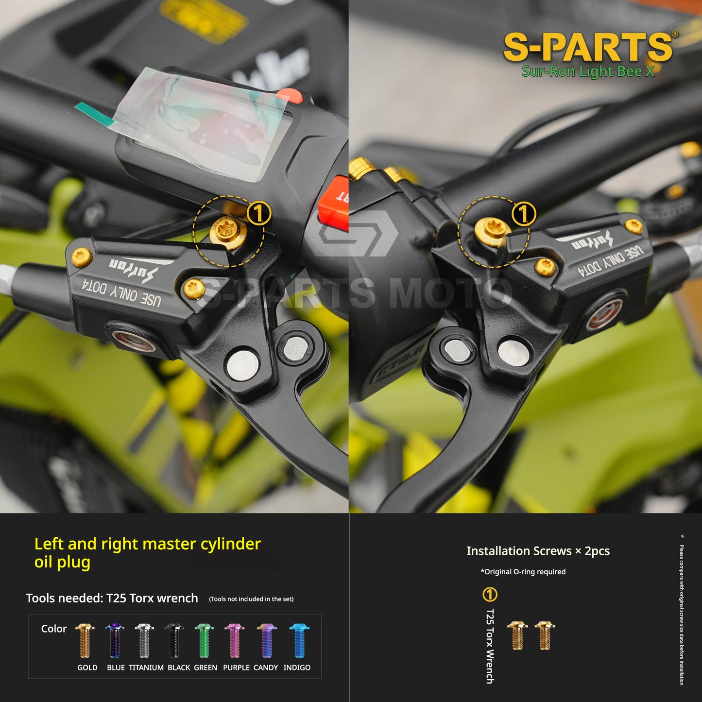 S-PARTS TC4 Titanium Full Bolt Kit for Sur-Ron Light Bee X (2025 Model)