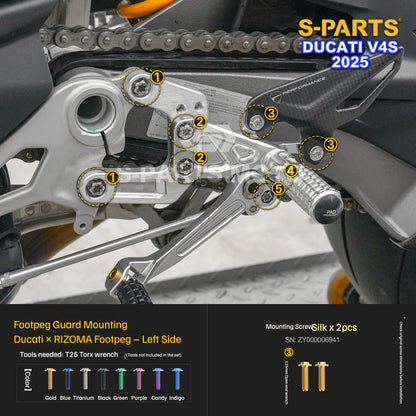 S-PARTS Titanium Engine and Rearset Fastener Kit for Ducati Panigale V4 S 2025