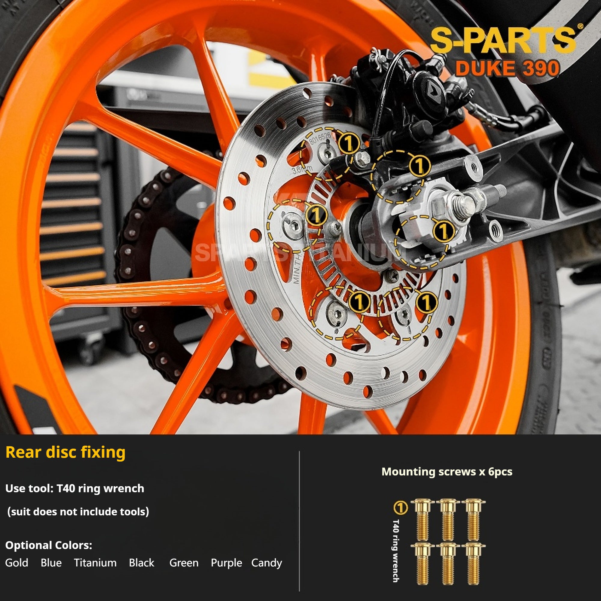 SPARTS Stan KTM DUKE 390 Dedicated · TC4 Titanium Full Motorcycle Bolt Kit