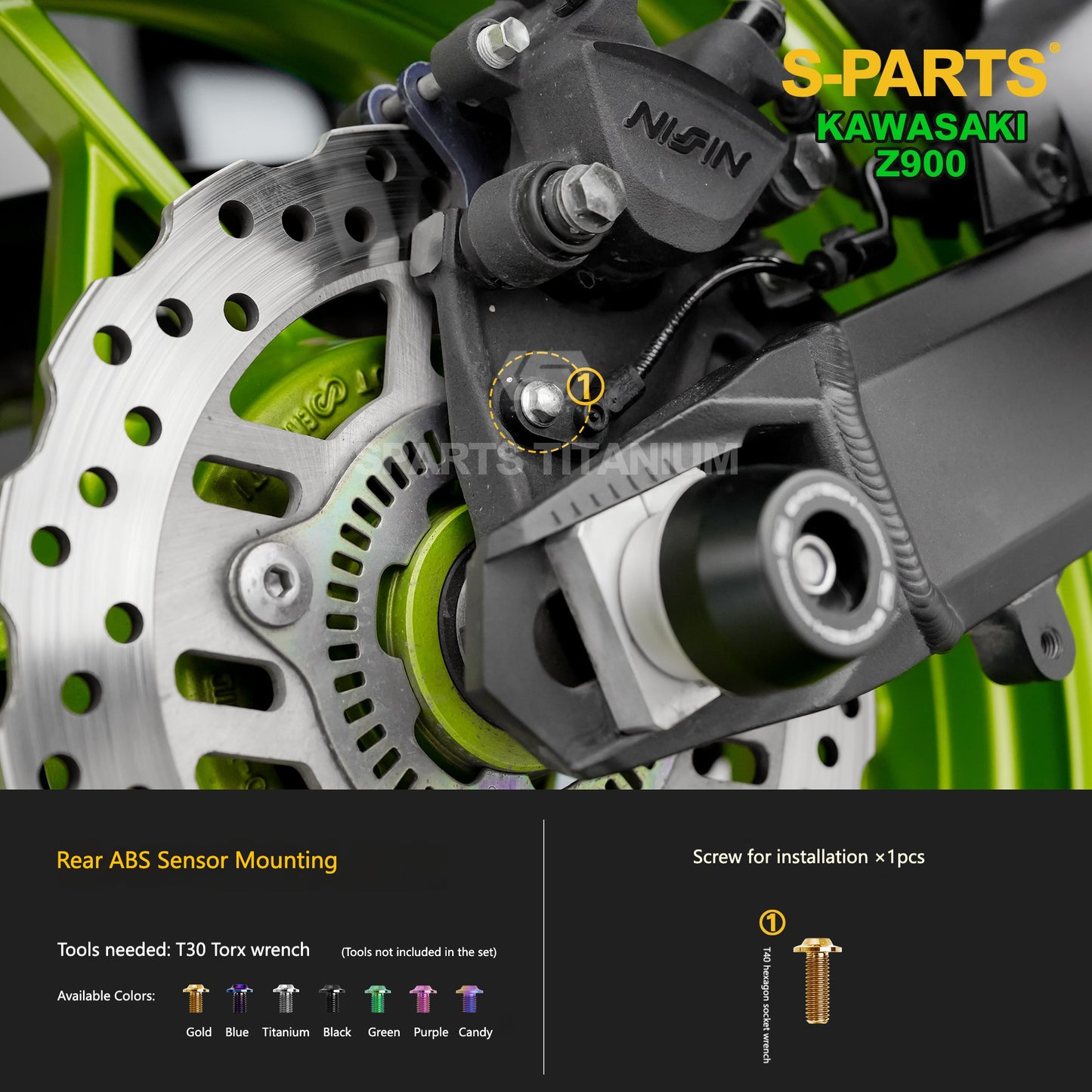 S-PARTS Titanium Fasteners Suspension & Brake System Bolt Kit for Kawasaki Z900