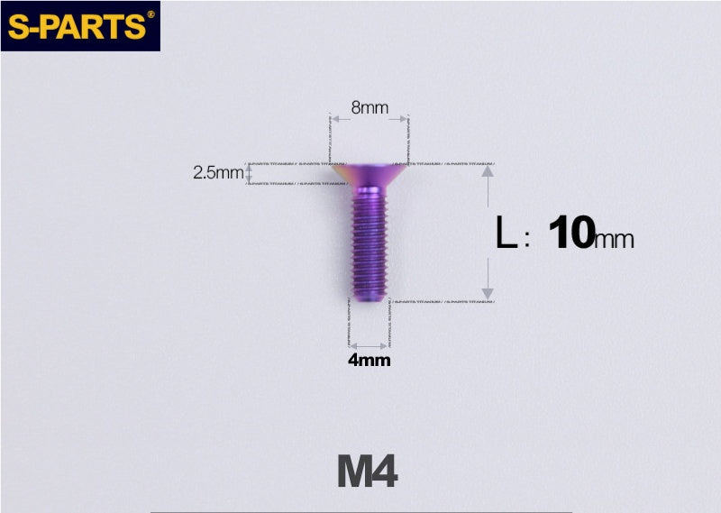 SPARTS M4x10-50mm Countersunk Titanium Alloy Bolt – Flat Head Fastening Screw for Motorcycle & Bicycle