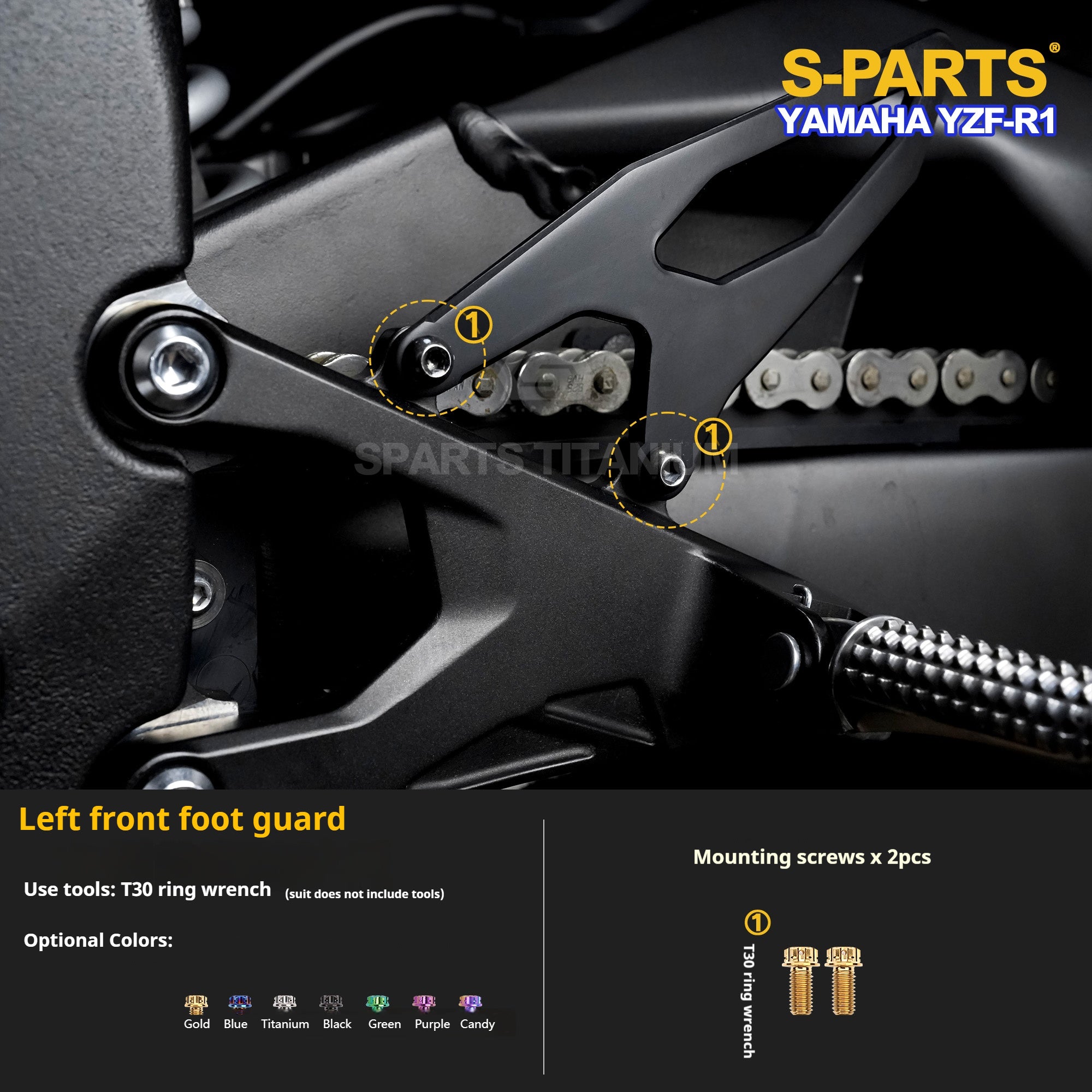 SPARTS Titanium Bolt Kit for Yamaha YZF-R1– CNC Titanium Upgrade Kit- 2/2