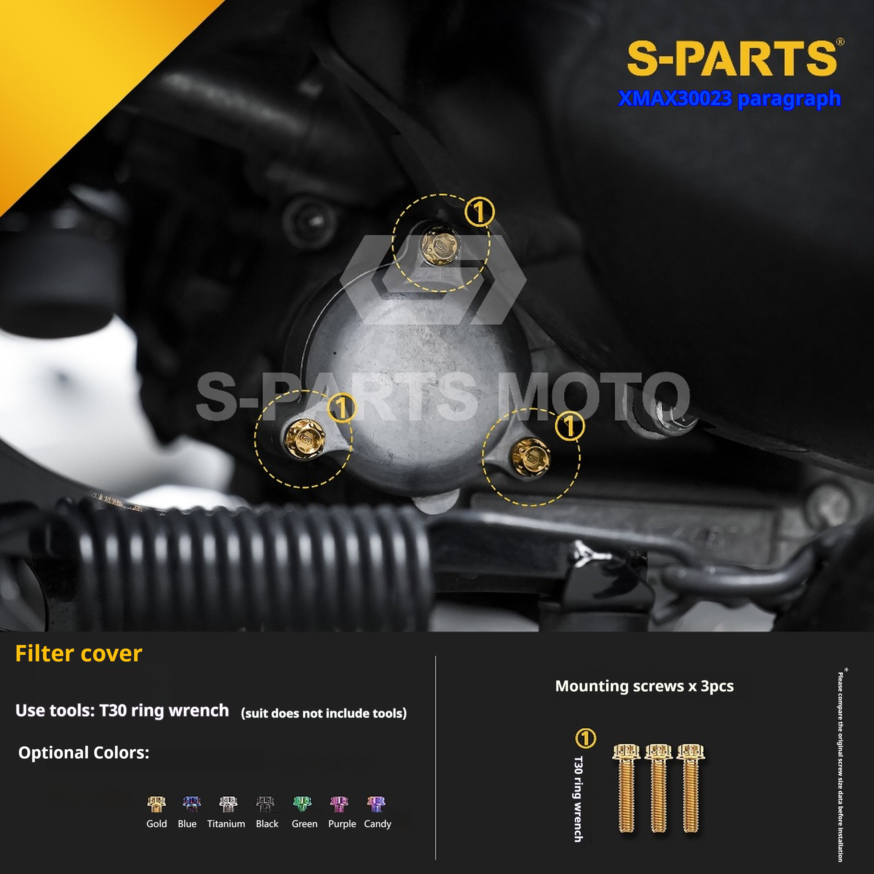 SPARTS Titanium Bolt Set for 2023 XMAX300 – Yamaha Motorcycle Custom Upgrade - 1/2