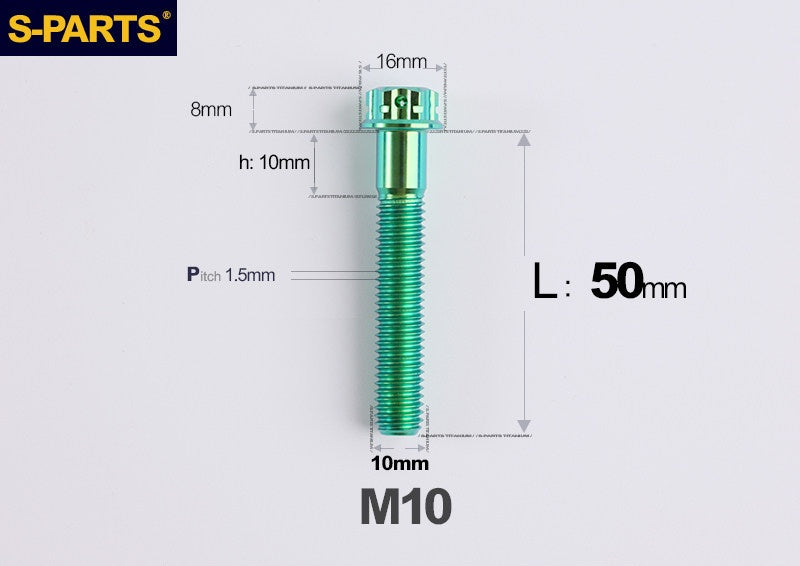 SPARTS M10 P1.5 A3 Series Titanium Bolt – Standard Head – 650°C Forged – S-Grade TC4 for E-Bikes, Motorcycles & Bicycles