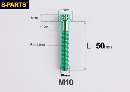 SPARTS M10 P1.5 A3 Series Titanium Bolt – Standard Head – 650°C Forged – S-Grade TC4 for E-Bikes, Motorcycles & Bicycles