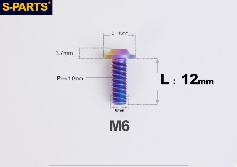 SPARTS A3 Button Head M6 D13 Titanium Bolt for Motorcycle & Bicycle Modification