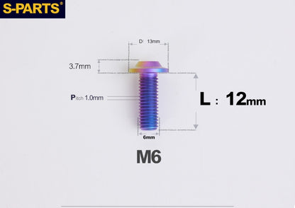 SPARTS A3 Button Head M6 D13 Titanium Bolt for Motorcycle & Bicycle Modification